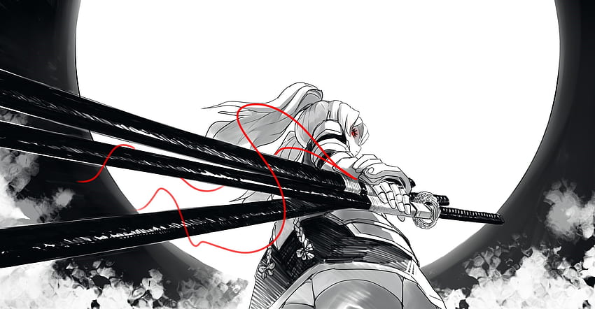 drawing digital art samurai sword katana dark anime selective coloring, Epic Samurai HD wallpaper
