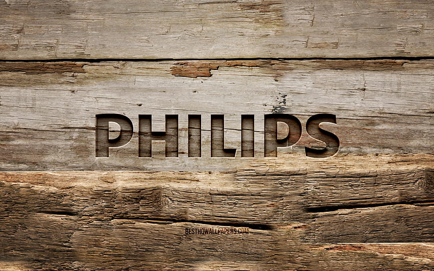 โลโก้ไม้ฟิลิปส์ พื้นหลังไม้ แบรนด์ โลโก้ฟิลิปส์ สร้างสรรค์ ไม้แกะสลัก ฟิลิปส์ วอลล์เปเปอร์ HD