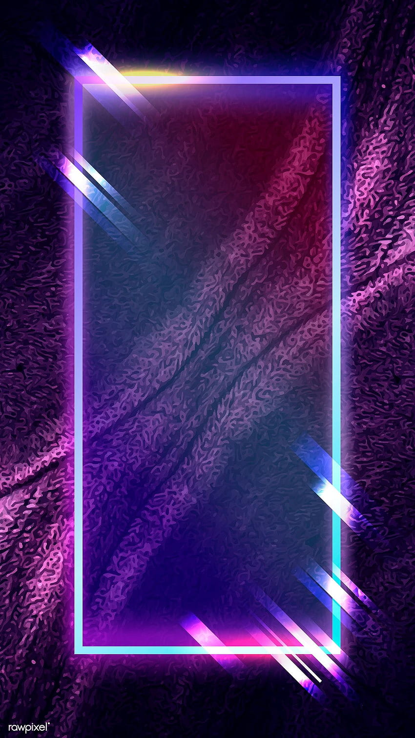 Premium-Illustration des rechteckigen Rahmens auf abstraktem Mobiltelefon, Neon HD-Handy-Hintergrundbild