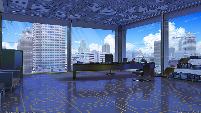Anime Office, Building, Cityscape, Scenic for HD wallpaper