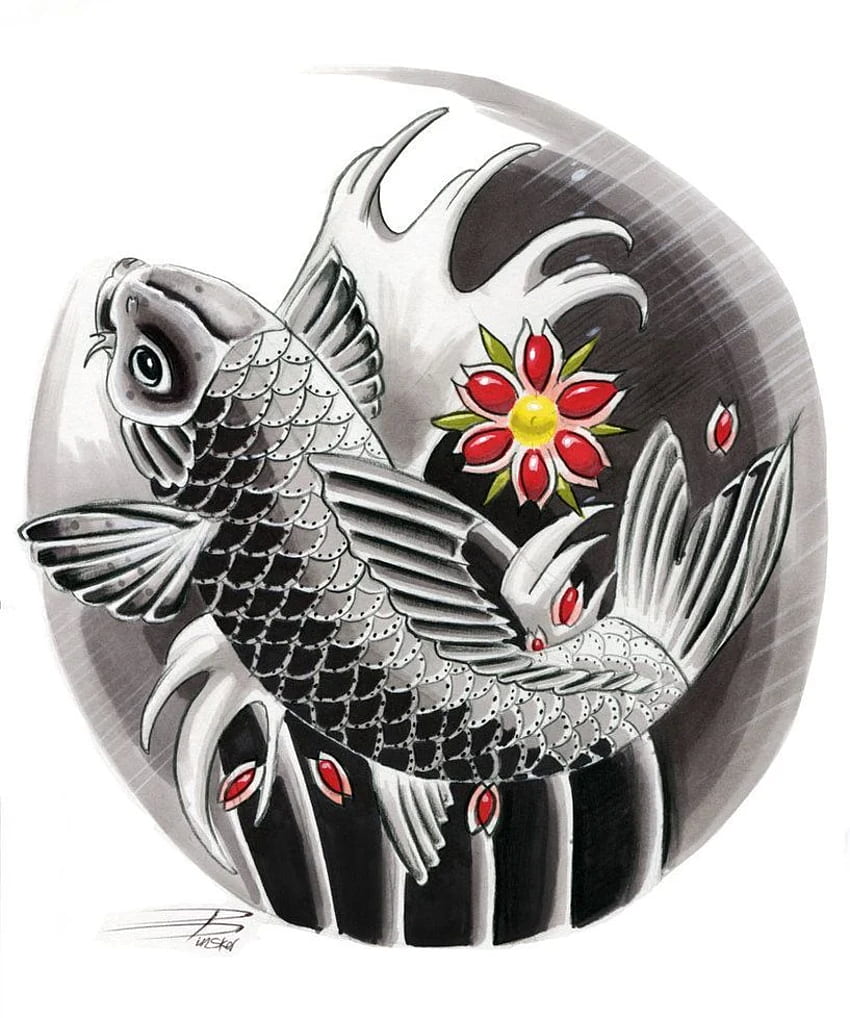 Japanese Koi Design by davepinsker. tatuajes, Japanese Tattoo HD phone wallpaper