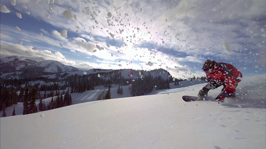 temporada de invierno polvo de nieve snowboard estilo toro rojo fondo de pantalla