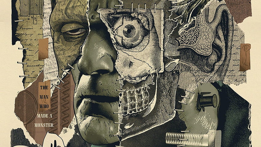 Este póster de FRANKENSTEIN inicia una serie de impresiones de monstruos universales de Bottleneck Gallery, Universal Monsters fondo de pantalla