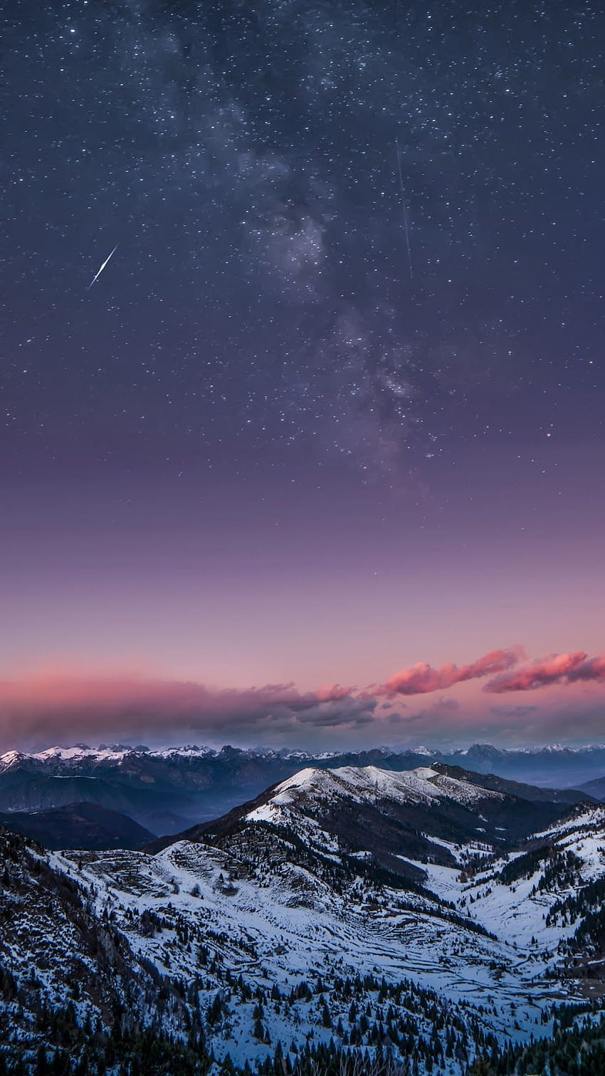 ภูเขาในคืนที่ดาวพร่างพราย คืนเต็มไปด้วยดวงดาว , ทิวทัศน์ , ความสวยงามบนท้องฟ้า , โทรศัพท์ Starry Night วอลล์เปเปอร์โทรศัพท์ HD