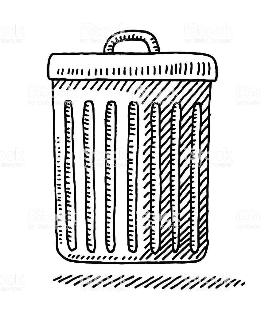 Hand Drawn Vector Drawing Of A Trash Can, Side View. Black And HD phone wallpaper