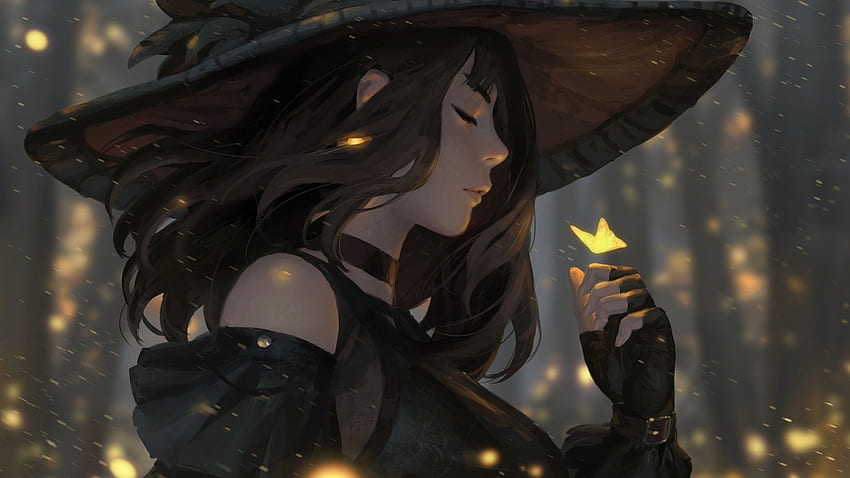 1192782 fantasy art anime girls horns rain Bouno Satoshi glasses witch  hat witch brown eyes brunette braids  Rare Gallery HD Wallpapers