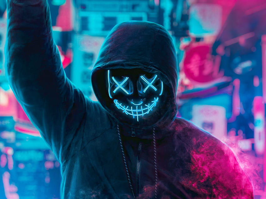 Mask Guy Neon Man With Smoke Bomb Resolution, , Background, and, Funny Neon HD-Hintergrundbild