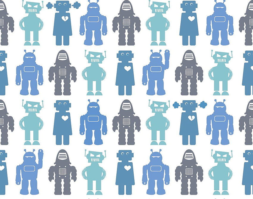Robots in Sky design by Aimee Wilder – BURKE DECOR, Robot Pattern HD wallpaper