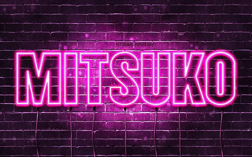 Happy Birtay Mitsuko, , pink neon lights, Mitsuko name, creative, Mitsuko Happy Birtay, Mitsuko Birtay, popular japanese female names, with Mitsuko name, Mitsuko HD wallpaper