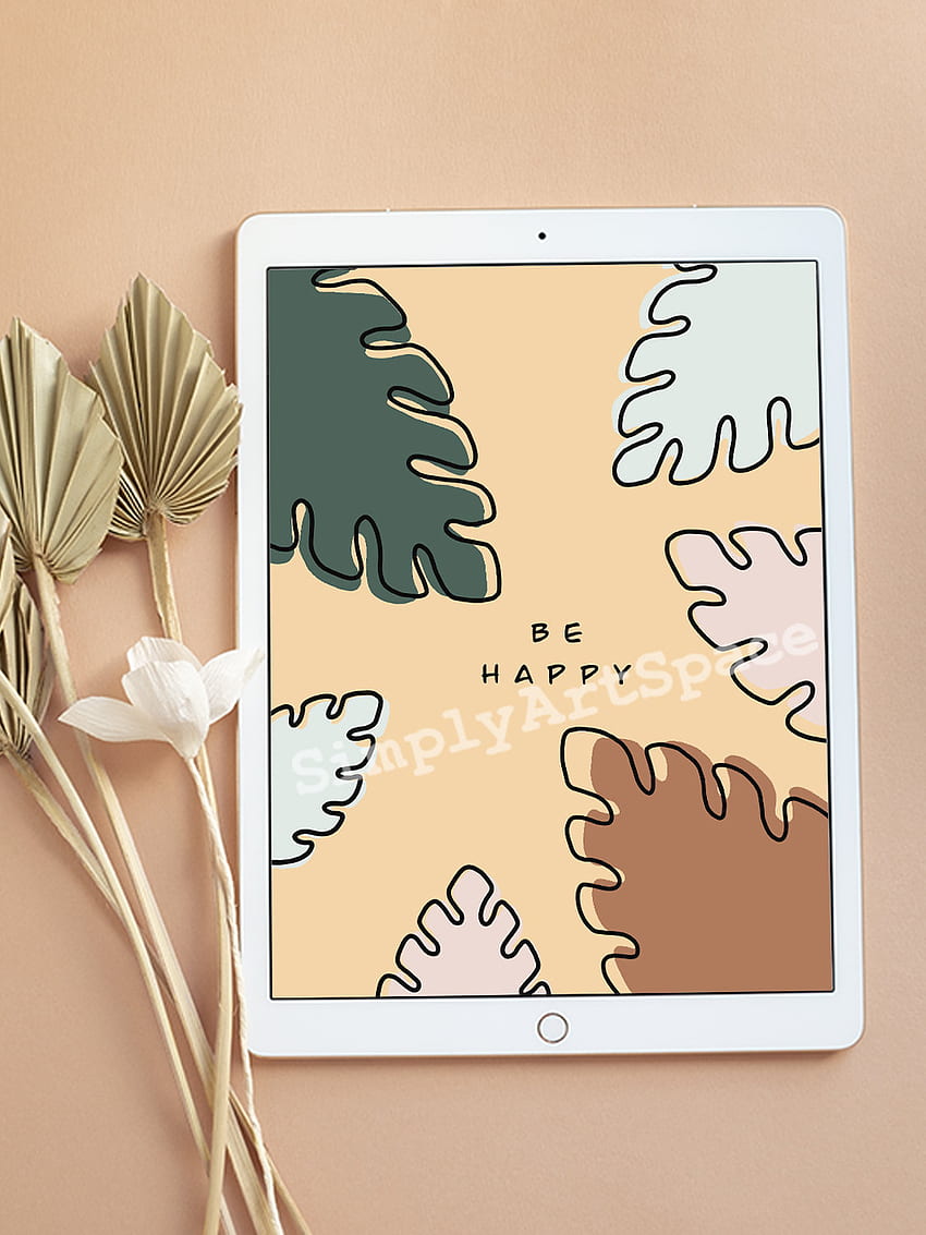 Be Happy Tropical Bohemian Aesthetic Simple iPad, Aesthetic Painting HD phone wallpaper