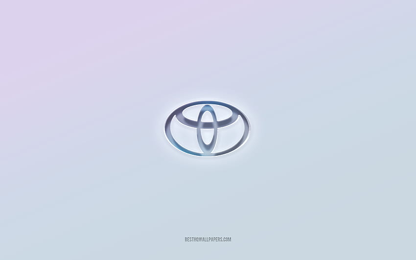 Лого на Toyota, изрязан 3d текст, бял фон, 3d лого на Toyota, емблема на Toyota, Toyota, релефно лого, 3d емблема на Toyota HD тапет