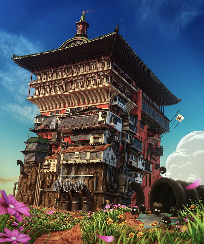 CGTalk HCR MINI Challenge: Adiós Ghibli Spirited Away's, Bath House fondo de pantalla del teléfono