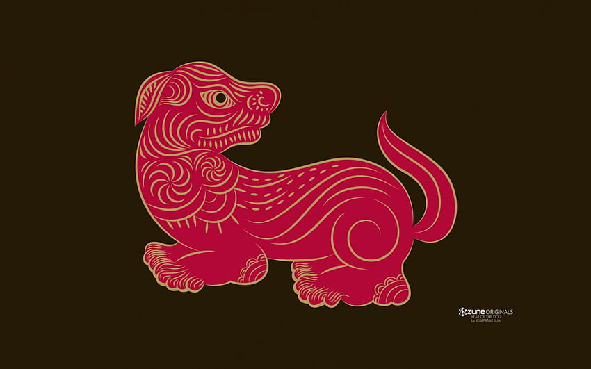Zodíaco Chinês ~ Cachorro, animal, cachorro, marrom, originais do zune, fantasia, vermelho, chinês papel de parede HD