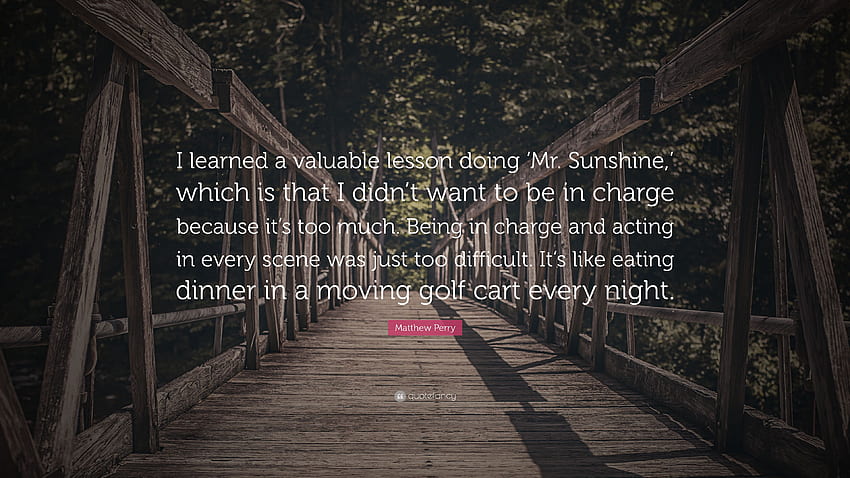 Matthew Perry Quote: “I learned a valuable lesson doing 'Mr, Mr. Sunshine HD wallpaper