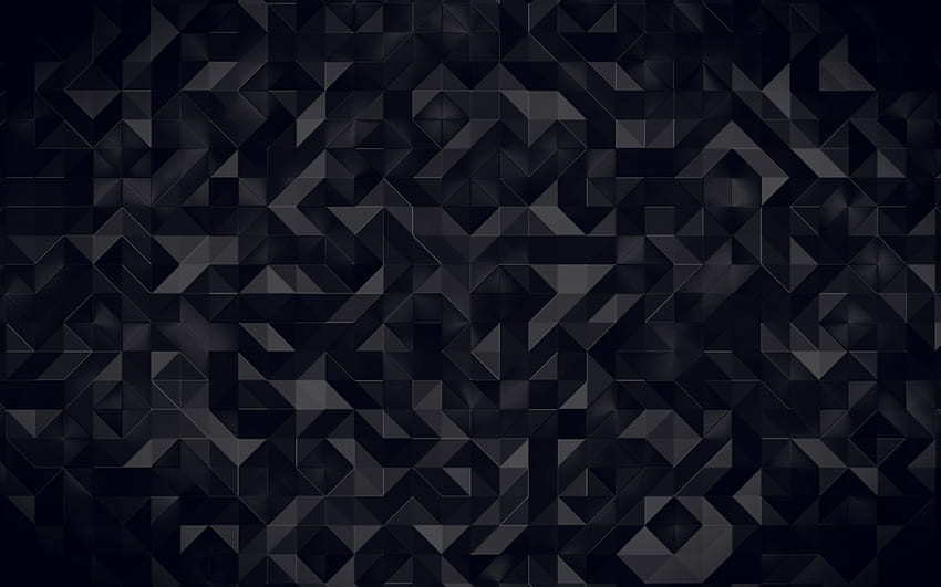 czarne trójkąty tekstury, czarne abstrakcyjne tło, geometryczna tekstura, abstrakcja, kreatywna czarna tekstura, z rozdzielczością. Wysoka jakość Tapeta HD