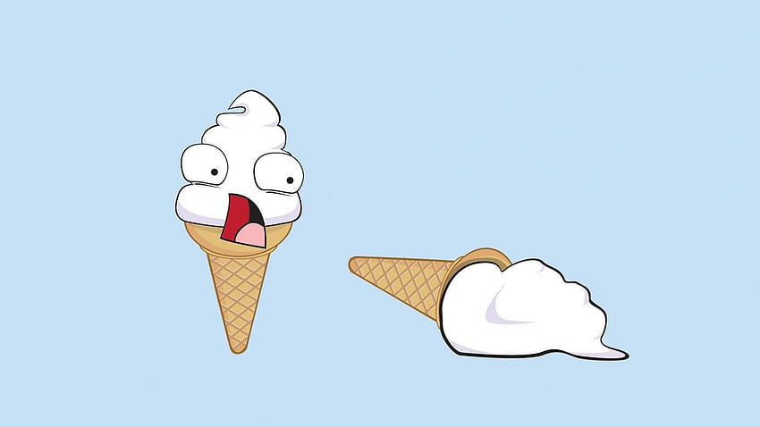 Minimalistischer lustiger Kegel der Eiscreme., Eiscreme-Karikatur HD-Hintergrundbild