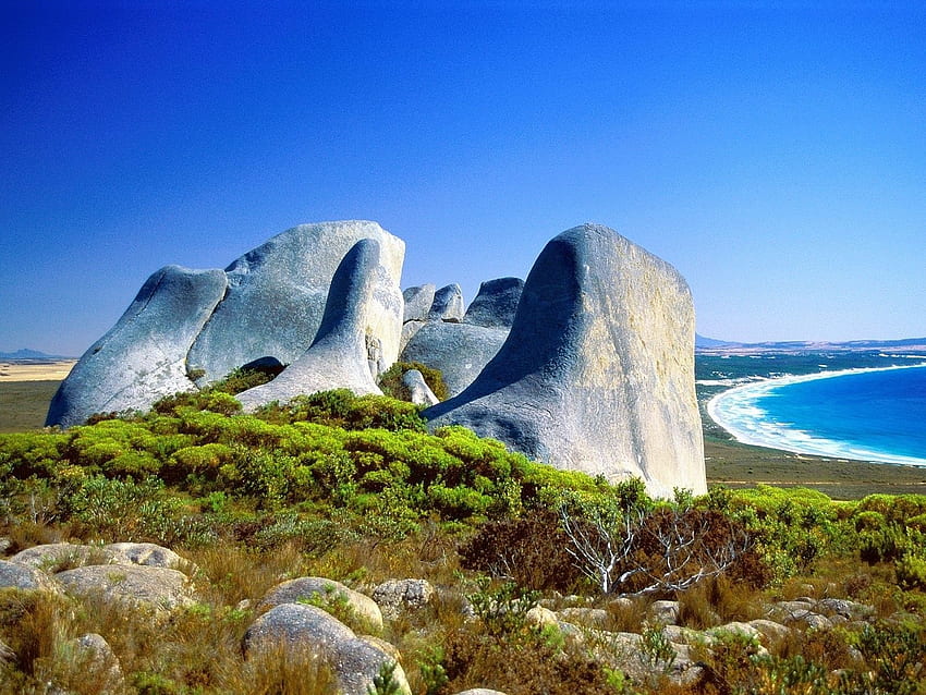 Other: Eroded Madagascar Landscape Granite Boulders Erosion Seascape HD wallpaper