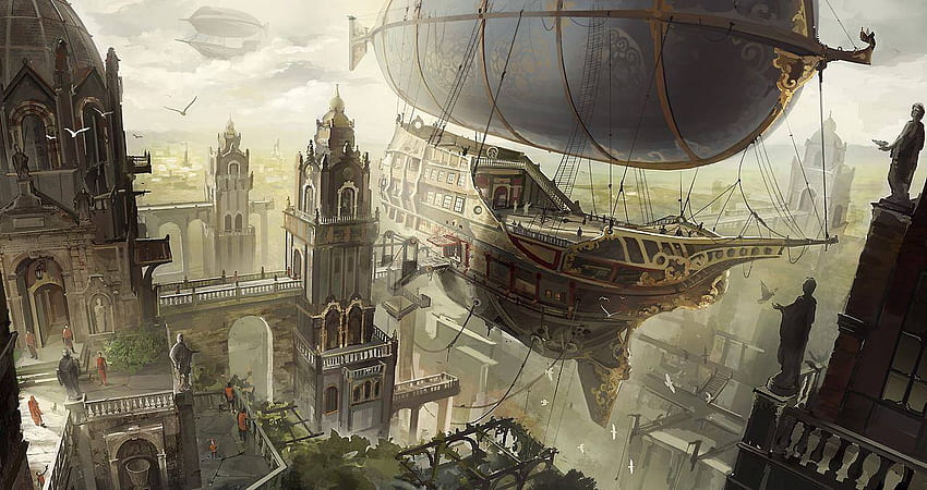 Steampunk-Luftschiff, viktorianischer Steampunk HD-Hintergrundbild