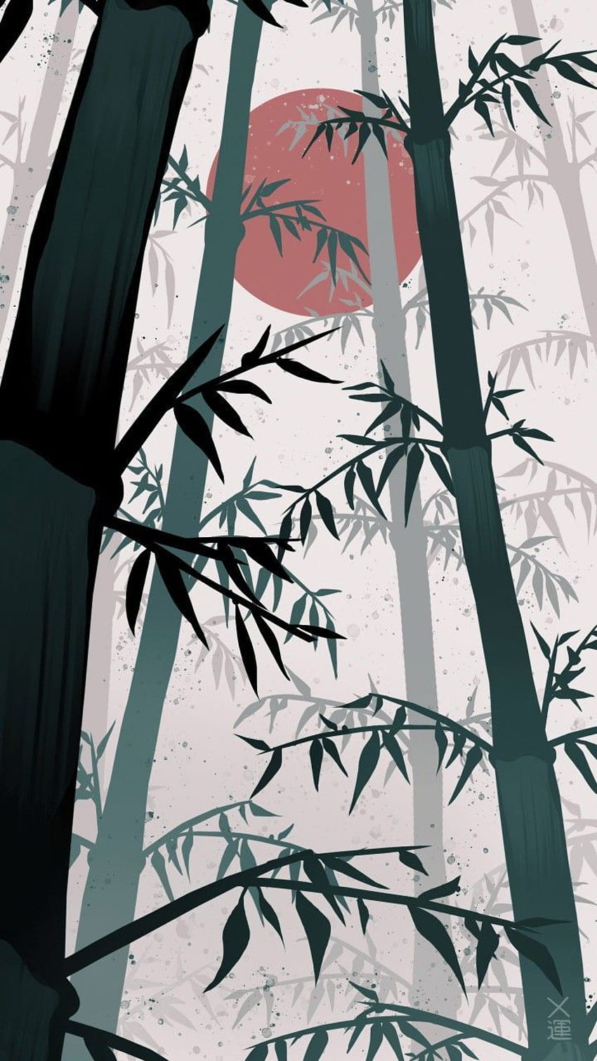 Forêt de bambous du soleil japonais sombre. Art japonais sombre Fond d'écran de téléphone HD