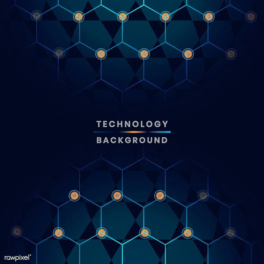 Blue hexagon network technology background vector. by / taus HD phone wallpaper