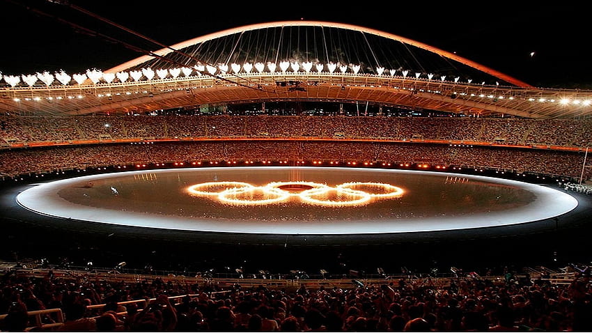 graficznie, ogień, pierścienie, nadal, Ateny, otwarcie, ceremonia, sklepienie, polecający, , top, Olympic Rings Tapeta HD