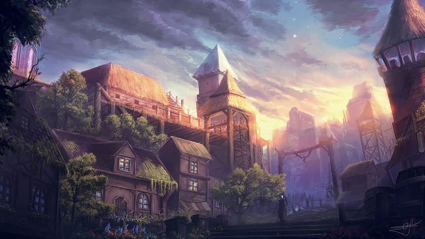 Old City Fantasy, Artist, , , Background und, Medieval Fantasy HD-Hintergrundbild