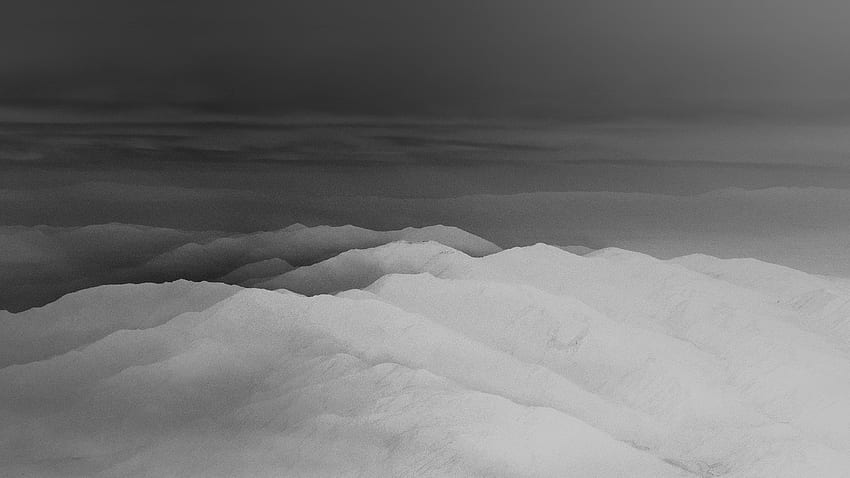 for , laptop. mountain fog nature white bw gray sky view, Grey Mountain HD wallpaper