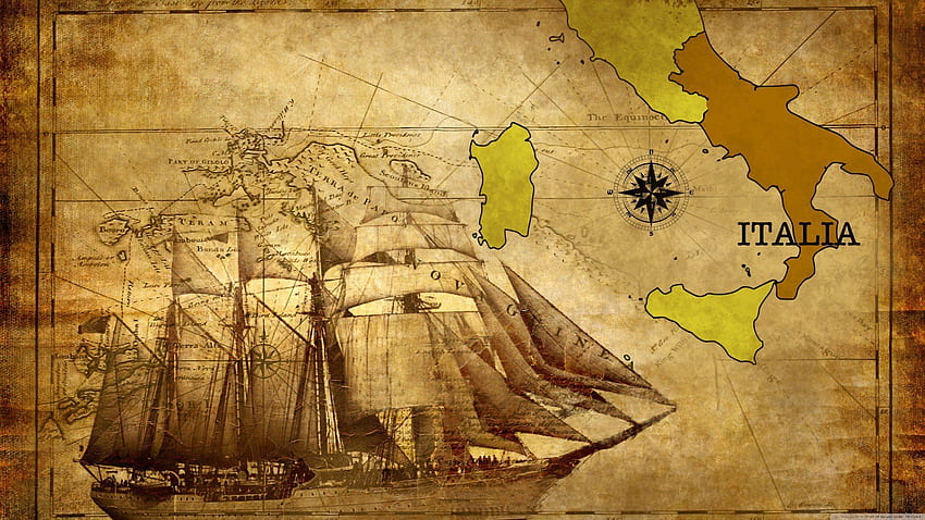 old, Map, Italy, Calabria, Historic, Compass, Vessel, Ship / and Mobile & HD wallpaper
