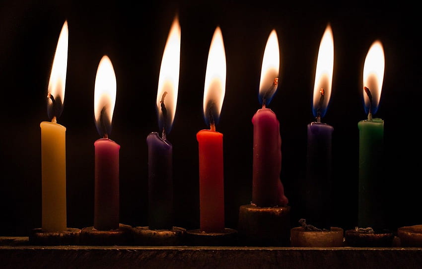 macro, candles, Hanukkah Lights for HD wallpaper