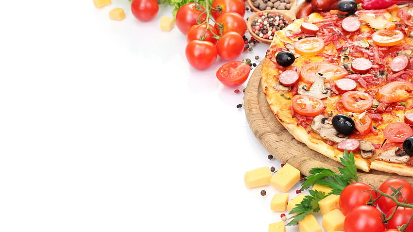 ピザ、トマト、食べ物 - 高解像度、抽象的な食べ物 高画質の壁紙