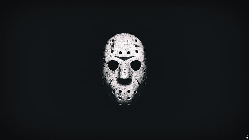 / Jason Voorhees, Friday the 13th, friday the 13th (game), horror, fan art, digital art, hop, mask, simple background, monochrome HD wallpaper