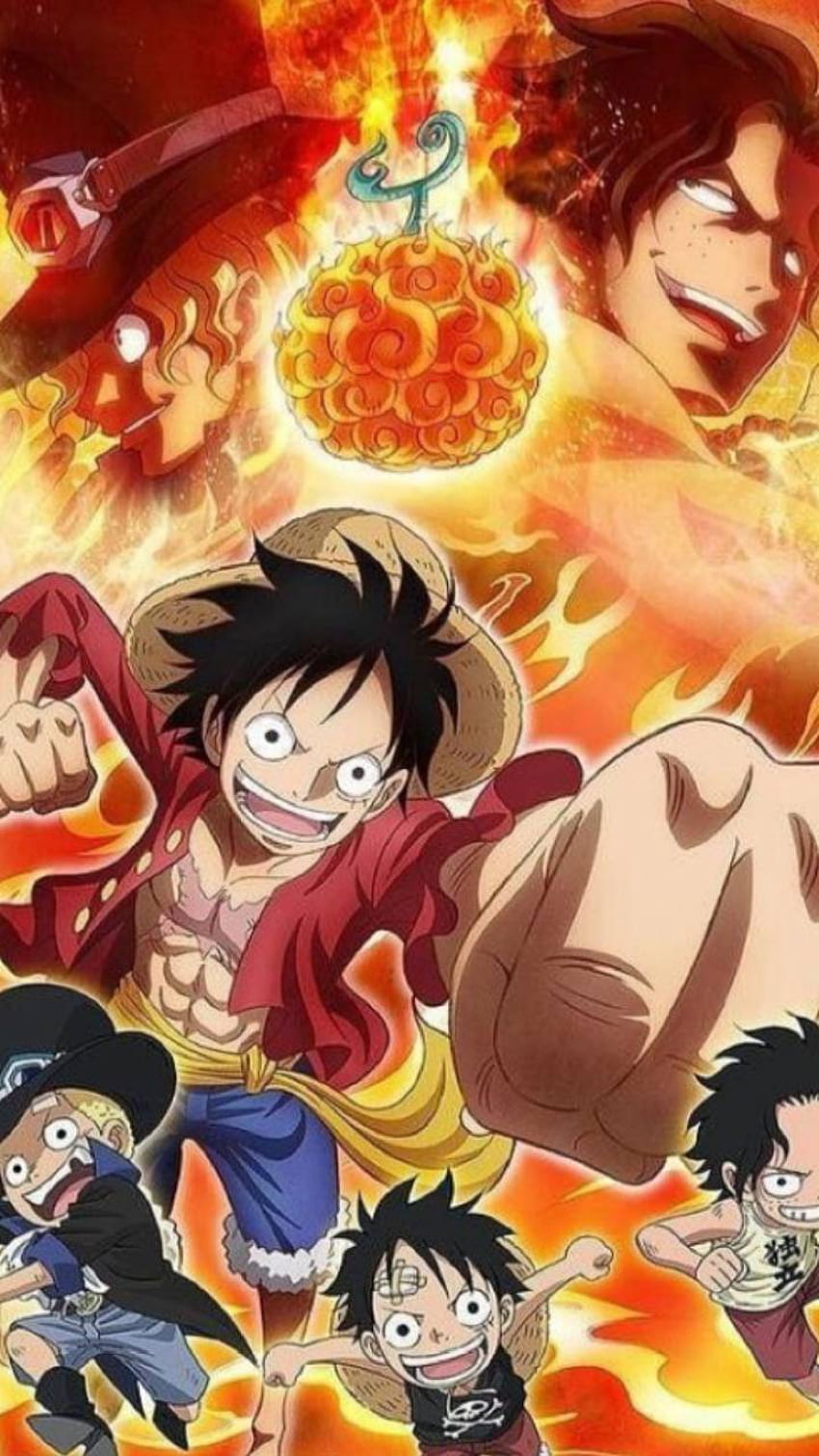 Portgas D Ace, luffy, fuego, puño, una pieza fondo de pantalla del teléfono