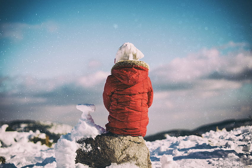 Winter, Snow, Rock, , , Stone, Stroll, Child HD wallpaper