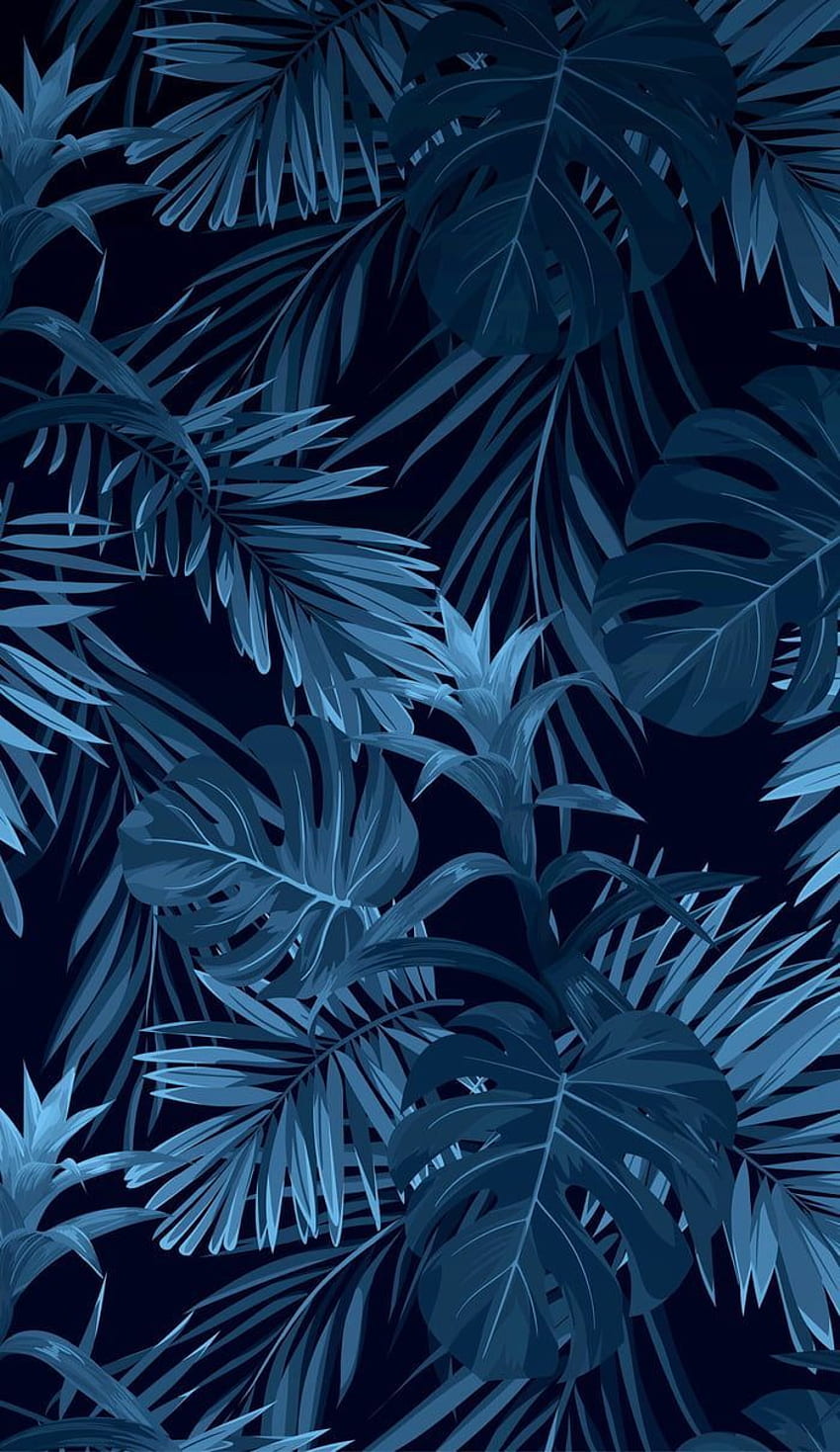 Wibracje krzewów. Ciemne, estetyczne, niebieskie, ciemnobrązowe liście Tapeta na telefon HD