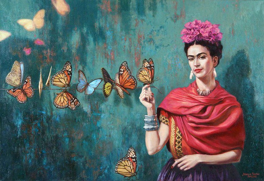 Frida Kahlo 나비 -, 나비 유화 HD 월페이퍼