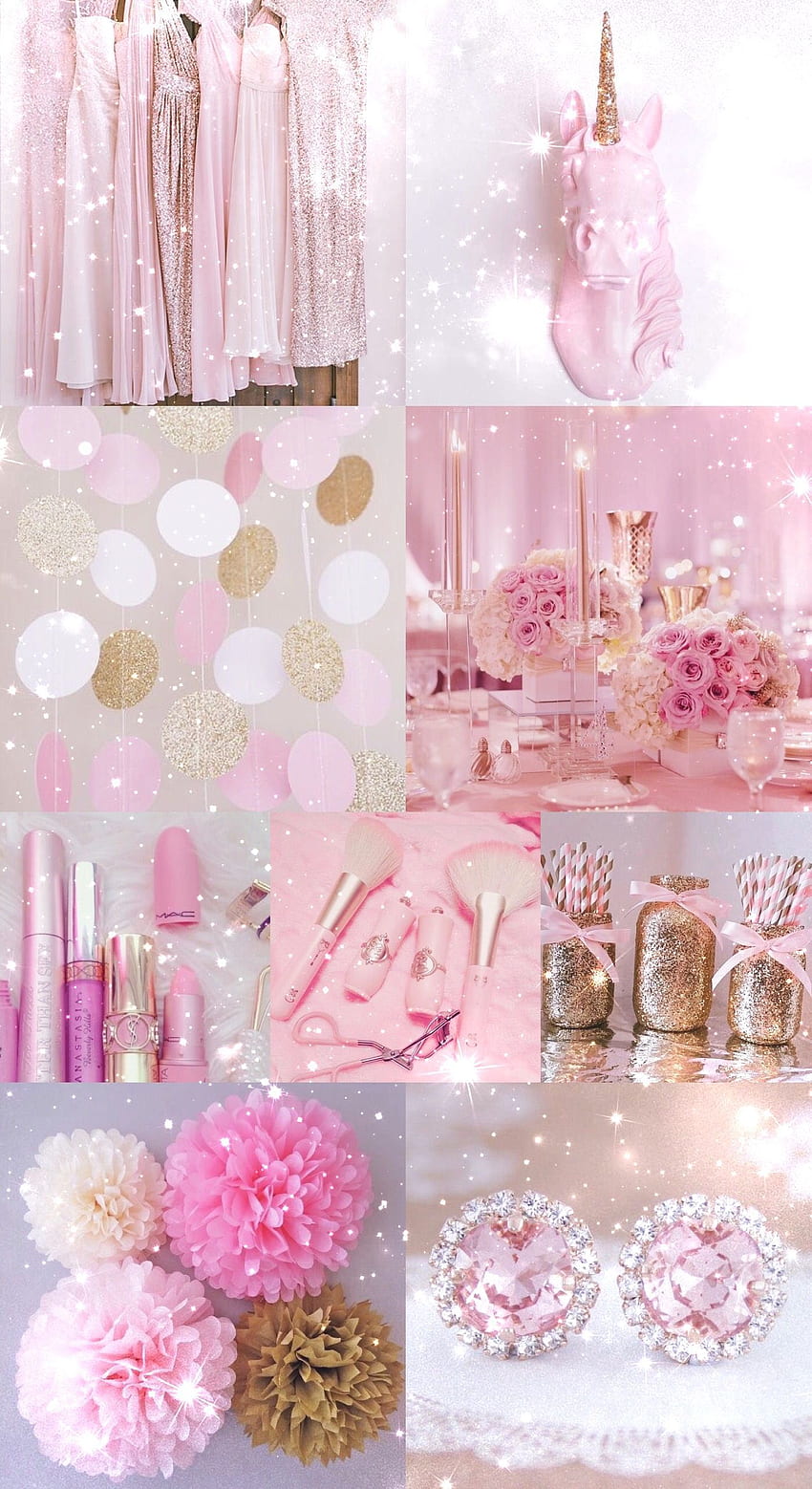 pink, gold, , background, , iPhone, glitter, Pink Makeup HD phone wallpaper