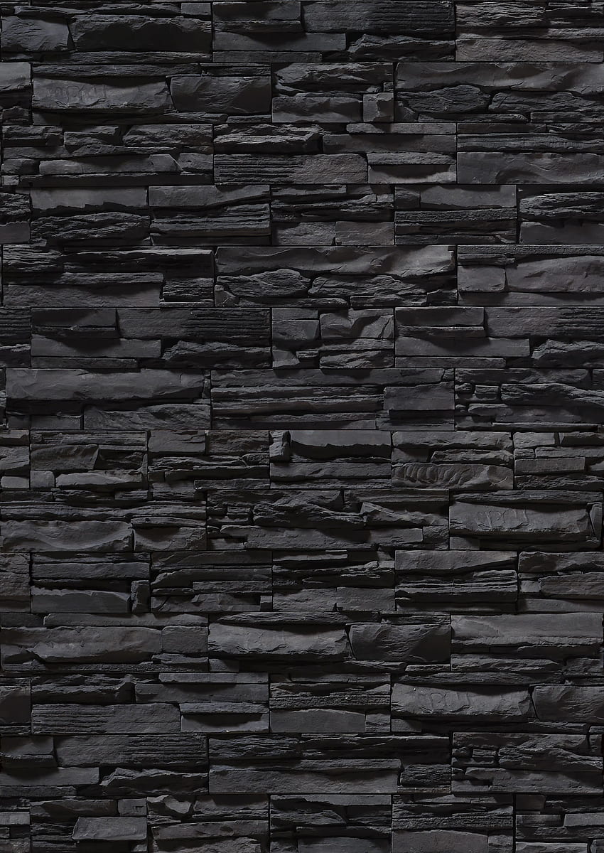 black stone, wall, texture stone, stone wall HD phone wallpaper