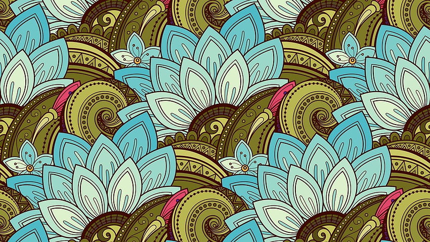 Muster, Ornament, Kritzeleien, Mehrfarbig - Gekritzel für Laptop - & Hintergrund, Blumengekritzel HD-Hintergrundbild