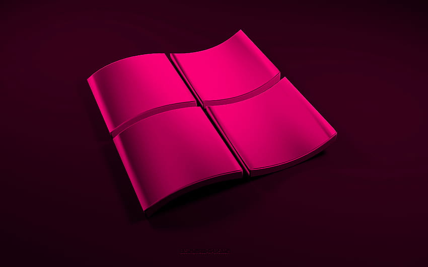 Pink 3d Windows logo, black background, 3d waves pink background, Windows logo, Windows emblem, 3d art, Windows HD wallpaper