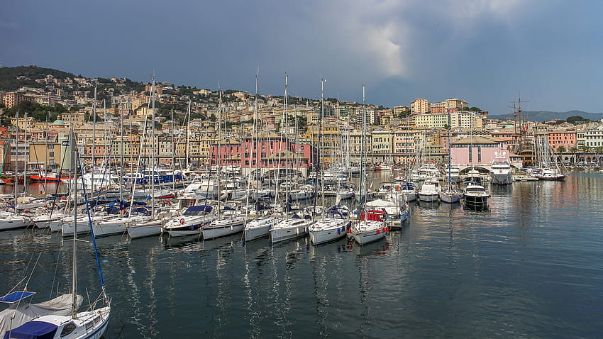 Italy Genova Bay Yacht Marinas Sailing Cities HD wallpaper