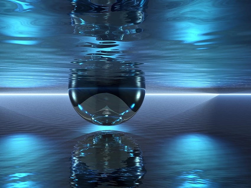 underwater, blue, sphere, water HD wallpaper