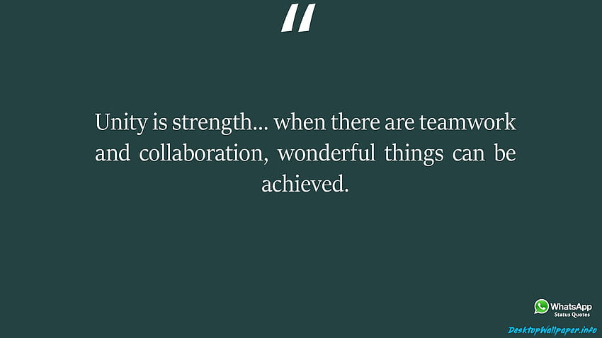 Einheit ist Stärke, wenn Teamwork und Zusammenarbeit vorhanden sind HD-Hintergrundbild