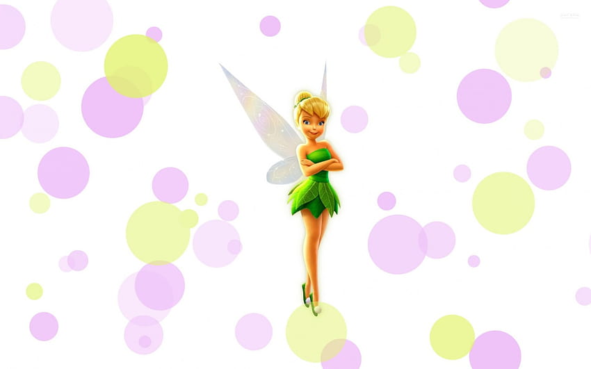 Tinker Bell, wings, white, disney, dot, fairy, pink, fantasy, green, movie HD wallpaper