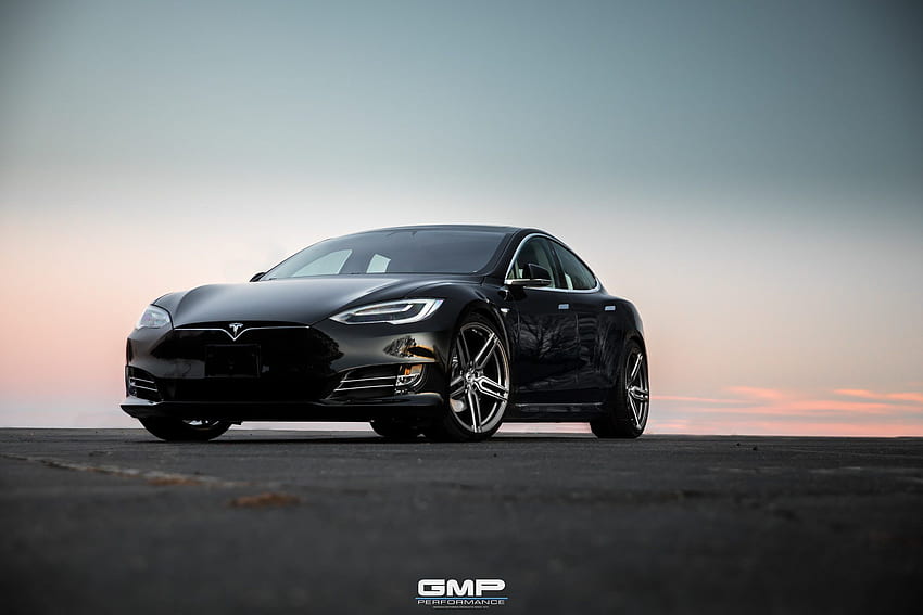 Czarna Tesla, kratka Tesla Model S Tapeta HD