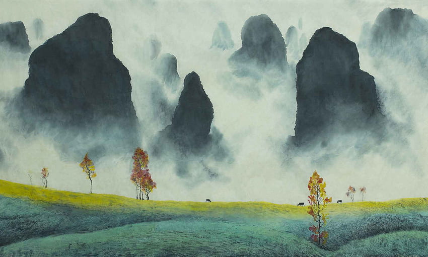 中国の山の風景 壁の壁画 イギリス, 中国の山の絵 高画質の壁紙