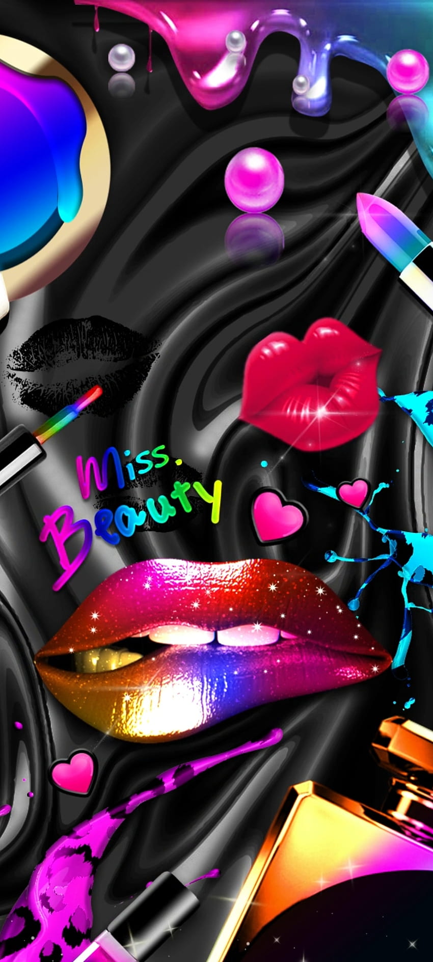 Luxury Glitter Lips、マゼンタ、ピンク、キス、カラフル HD電話の壁紙