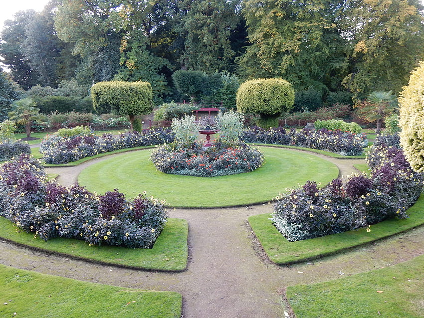 10月 ビクトリア朝の庭、庭、ダリア、花、ビクトリア朝 高画質の壁紙