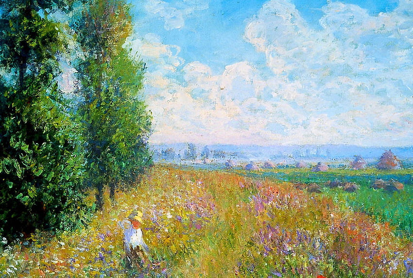 Meadow with Poplars. Monet , Claude monet, Monet oil paintings HD wallpaper