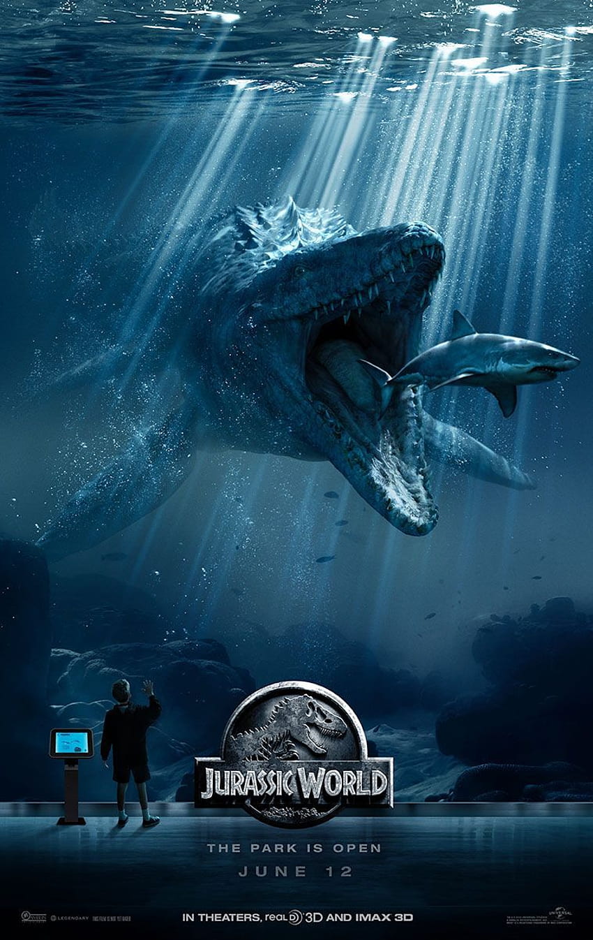 Mosasaurus는 최신 Jurassic World 포스터에서 상어 간식을 잡습니다. 쥬라기 월드, 쥬라기 월드 영화 포스터, 쥬라기 월드 포스터 HD 전화 배경 화면