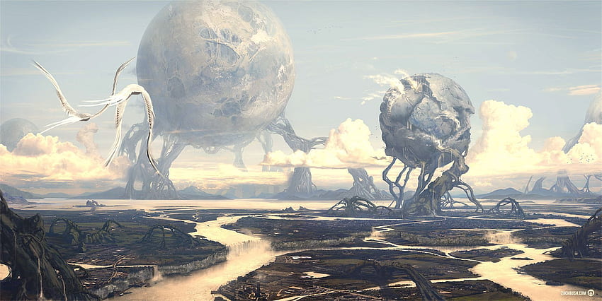 Growing worlds with roots. Fantasy kunst, Landschaftskunst, Science Fiction World HD wallpaper